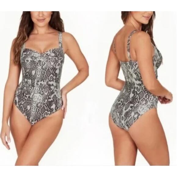 Nip Tuck Swim Snakeskin Tummy Control Shaping One Piece Swimsuit Size 4 - Picture 1 of 11